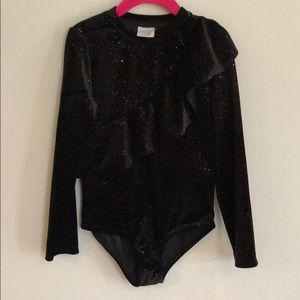 Zara Girls Sparkle Velour Bodysuit size 8